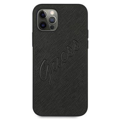 Funda Guess para iPhone 12 Pro Max 6.7'' Negro Saffiano Vintage Script
