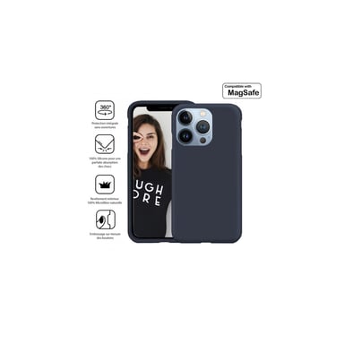 JAYM - Coque Silicone Premium Bleue pour Apple iPhone 13 Pro [Compatible Magsafe]-100% Silicone et Microfibre - Renforcée et Ultra Doux