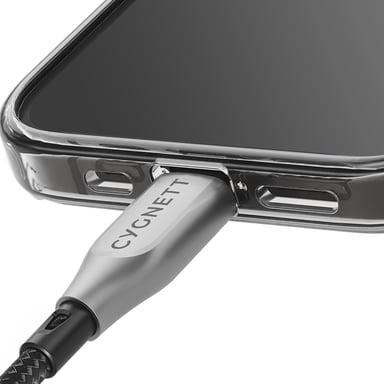 CYGNETT Cable blindado de carga y sincronización de Lightning a USB-C de 30 W de 1 m Negro