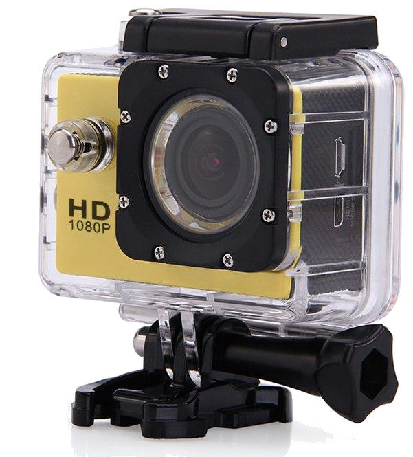 Camera Embarquée Sport LCD Caisson Étanche Waterproof Full HD 1080P Jaune 4 Go Plastique YONIS