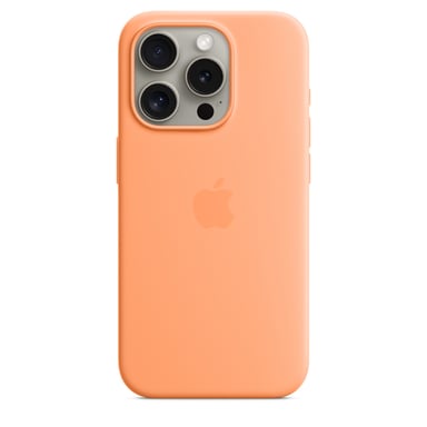 Coque en silicone avec MagSafe pour iPhone 15 Pro Sorbet à l orange