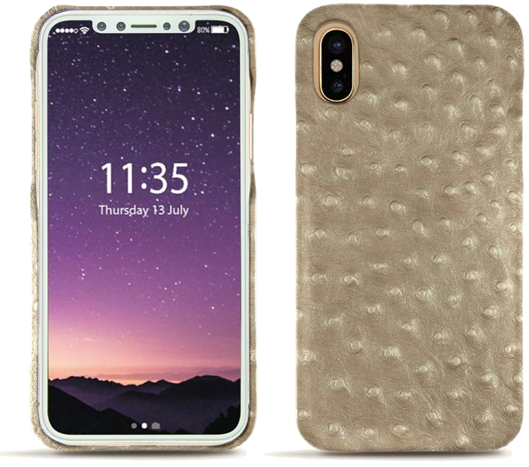 Coque cuir Apple iPhone X - Coque arrièreBeige