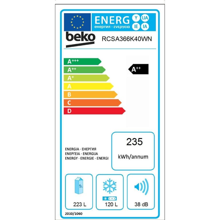 BEKO Réfrigérateur Combiné 2 portes 343 litres RCSA366K40WN - vue 7