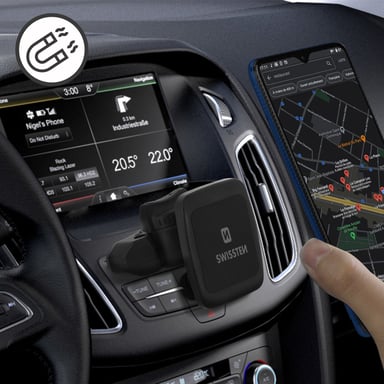 Support Voiture Magnétique Fixation Lecteur CD Rotatif 360° S-Grip Swissten Noir