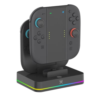 Base de charge et support Joy-Con Alpha Omega Players Nintendo Switch 2 double slot LED RGB Noir mat