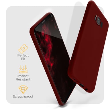 Moozy Minimalist Series Coque en silicone pour Samsung S8, Vin Rouge – Finition mate fine et souple en TPU