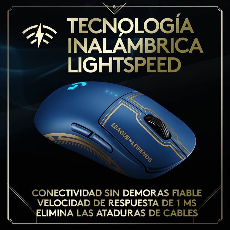 Logitech G PRO Wireless Mouse League of Legends Edition ratón Ambidextro RF inalámbrico Óptico 25600 DPI
