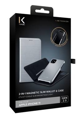 Étui et Coque slim magnétique 2-en-1 GEN 2.0 pour Apple iPhone 11, Argent