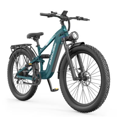 Bicicleta de montaña eléctrica ZAZAWORK CF500, batería de 48 V y 20 Ah, autonomía de 90 km, frenos de disco hidráulicos - Verde
