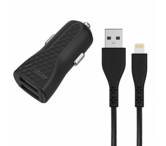ENERGIZER CAR CHARGER LW 3.4A 2USB+Lightning Cable Black
