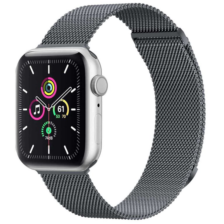 imoshion Bracelet magnétique milanais pour Apple Watch Series 1 - 9 / SE (38/40/41 mm) | Series 10 / 11 (42 mm) - Taille S - Gris foncé - Neuf
