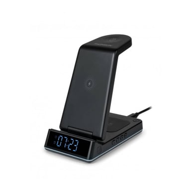 THOMSON Estación de carga Apple 4 en 1 y reloj despertador personalizable Negro