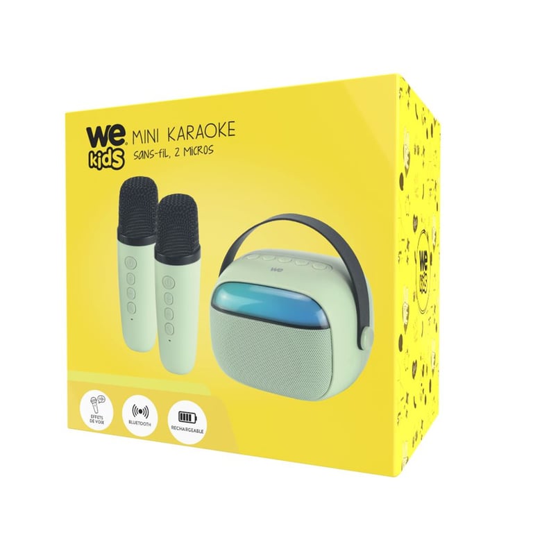 Mini Enceinte Karaoké WE KMINIKMICVR – Bluetooth 5.4, 2 Micros, Effets de Voix