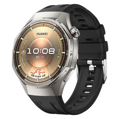 Bracelet en silicone incurvé compatible avec Huawei GT6 Pro avec boucle argentée - Bracelet de remplacement Black