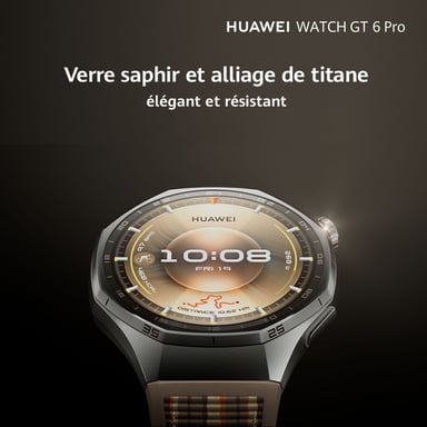 Watch GT6 Pro GPS - Boitier en Titane Noir de 46 mm avec bracelet en Fluoroélastomère, Noir