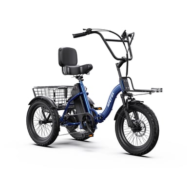 Triciclo eléctrico de carga APEFOX RH30 con batería de 48 V y 15 Ah, y amplio portaequipajes trasero