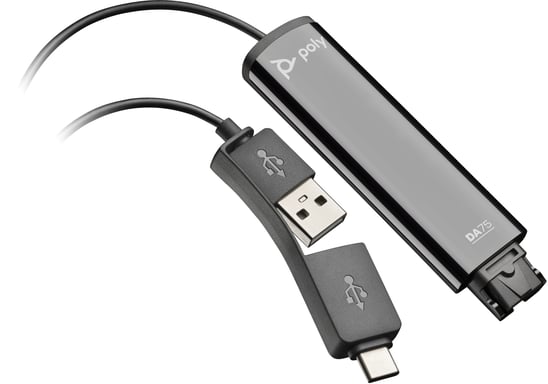 Poly Adaptateur DA75 USB vers QD Noir TAA - vue 1