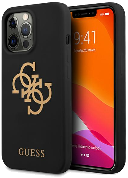 Guess Case pour iPhone 13 Pro / 13 6.1 Noir Silicone 4G Logo