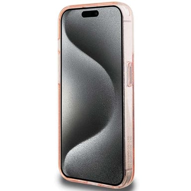 Custodia Hello Kitty per iPhone 15 Pro 6.1'' rosa Custodia rigida Ring Stand Glitter Electrop Logo MagSafe