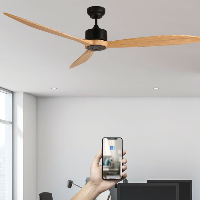 Fanelite Ventilateur de plafond 164 cm et bois LIFOU Moteur DC Télécommande Wifi Très silencieux Neuf - vue 3