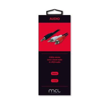 MCL MC720GE-1.5M câble audio 1,5 m 3,5mm 2 x RCA Noir, Rouge, Blanc