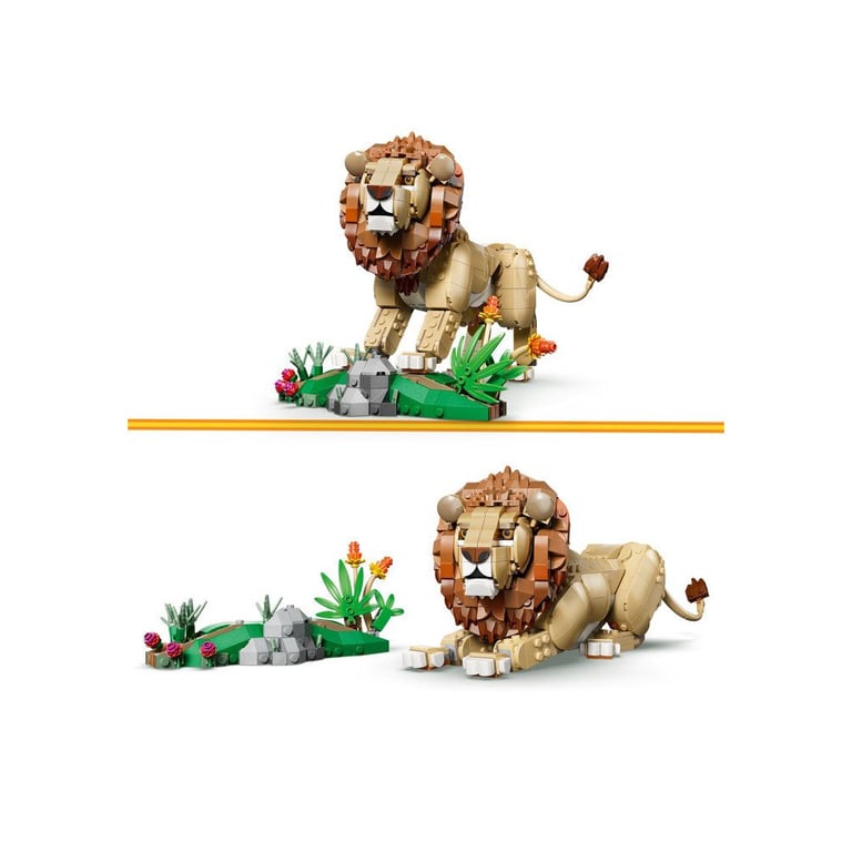 Jeu de construction LEGO Creator 3-en-1 31386 Lion Majestueux 839 pièces Animaux sauvages Noir - Neuf