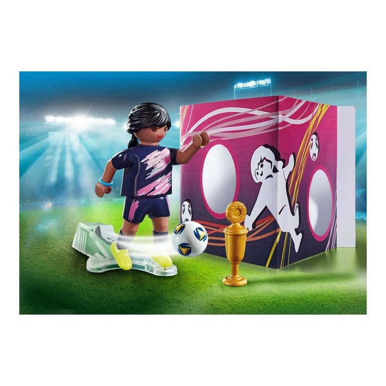 Playset Playmobil Footballer with a wall of goals 70875 - Neuf