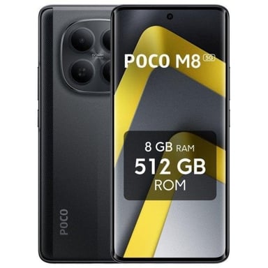 POCO M8 5G 512 GB Negro - Pantalla AMOLED 6,77'' 120Hz, 8 GB RAM, Octa-Core, Carga Rápida 45W, NFC, IP65, HyperOS 2