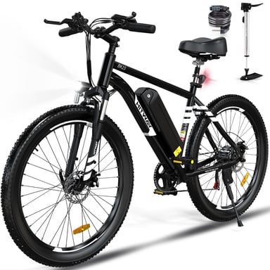 Bicicleta eléctrica VAE, MTB eléctrica, 26 x 3.0 Ville E-Bike, Batería de litio extraíble7 velocidades Negro