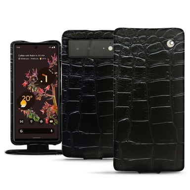 Housse cuir Google Pixel 6 -  - Noir - Cuir Abaca