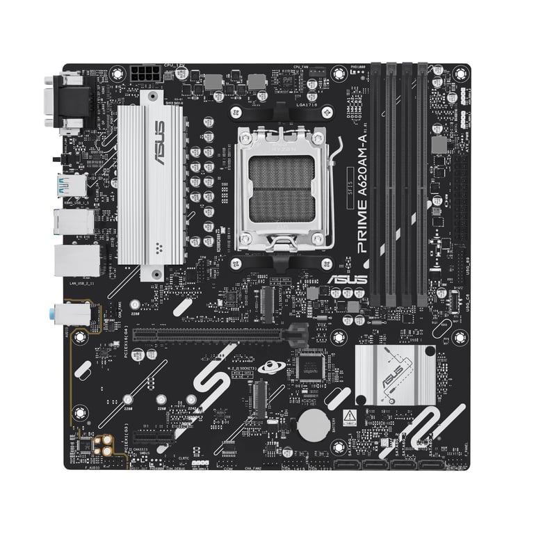 ASUS PRIME A620AM A CSM Carte mère micro ATX Socket AM5 AMD A620A Chipset USB C 3.2 Gen 1 USB 3.2 Gen 1 USB 3.2 Gen 2 Gigabit LAN carte graphique embarquée unité centrale... - vue 2
