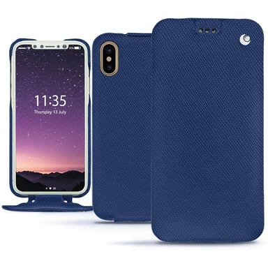 Funda de piel Apple iPhone X - Solapa vertical - Azul - Piel saffiano