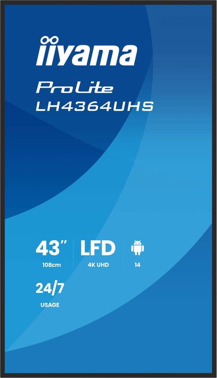 iiyama ProLite LH4364UHS B1AG Classe de diagonale 43 42.5 visualisable écran LCD rétro éclairé par LED signalisation numérique avec lecteur multimédia SoC intégré 4K UHD 3840... - vue 5