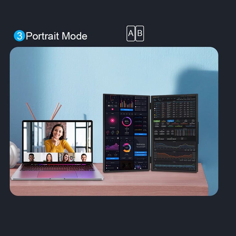 Écran PC FOPO T01 15 6 Full HD 60Hz IPS Double USB C Mini HDMI Portable Pliable - vue 4