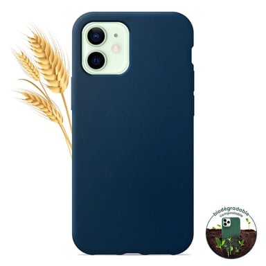 Coque silicone unie Biodégradable Bleu compatible Apple iPhone 12 Mini