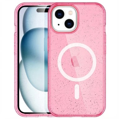 imoshion Coque Pailletée avec MagSafe pour Apple iPhone 15 - Paillettes Rose