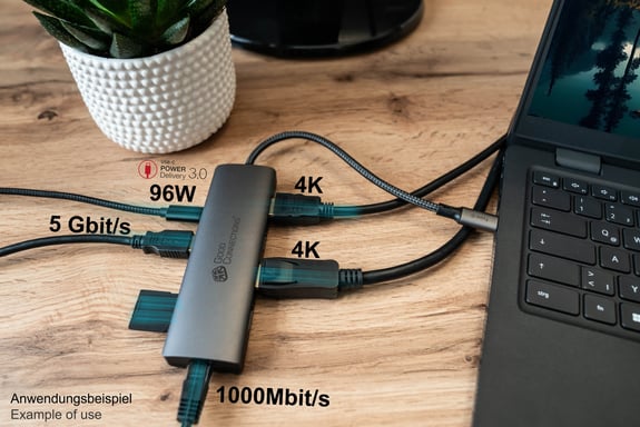 Alcasa HUB-C001A hub & concentrateur USB Type-C 5000 Mbit/s Anthracite