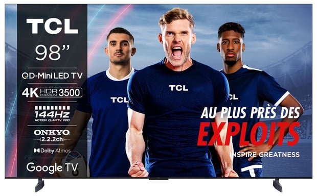 Téléviseur TCL QD Mini LED 98C89B 248 cm 4K UHD Aluminium brossé