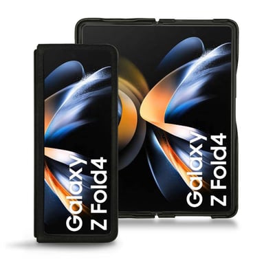 Funda de piel Samsung Galaxy Z Fold4 - Segunda piel - Negro - Piel lisa de primera calidad