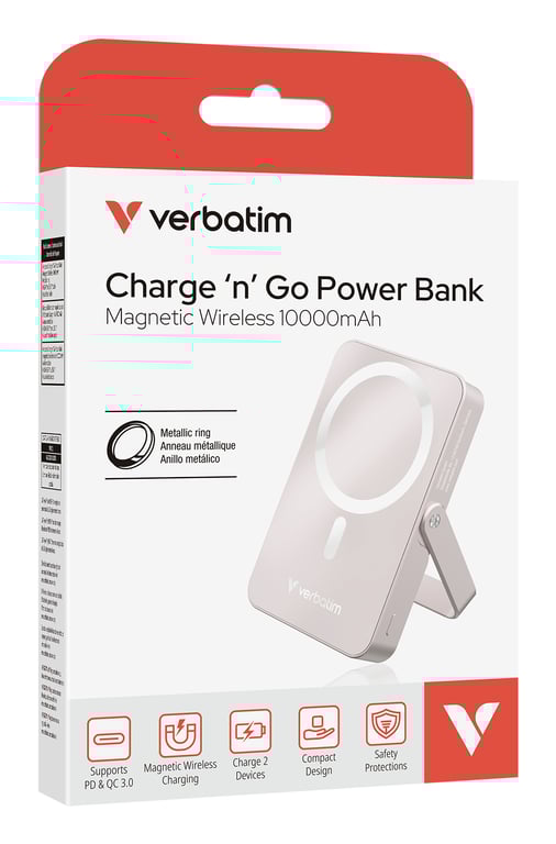 Verbatim Charge 'n' Go Magnetic Wireless Lithium Polymère LiPo 10000 mAh Recharge sans fil Neuf - vue 9