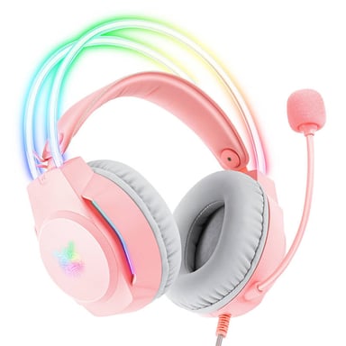 ONIKUMA - X26 Rose - Casque Gaming PC et Console LED RGB