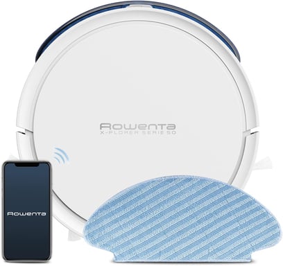 Robot aspirateur laveur blanc multi-surfaces - Neuf