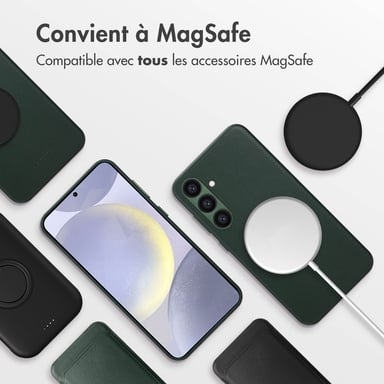 Accezz Coque arrière en cuir avec MagSafe pour Samsung Galaxy S24 Plus - Cedar Green