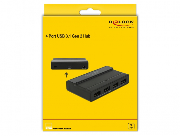 DeLOCK Externe Hub USB 3.1, 4 ports avec 10 Gbps