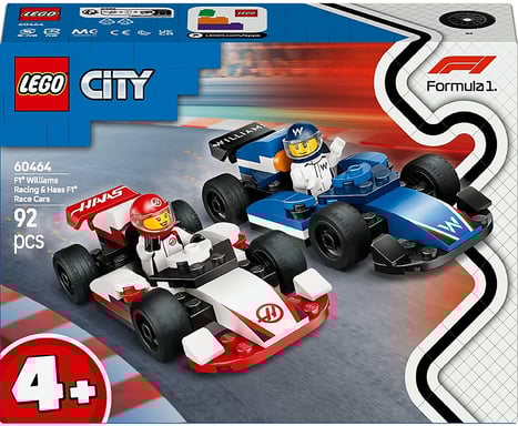 LEGO City 60464 Auto da corsa F1 Williams Racing & Haas con Minifigure, Set 92 pezzi da 4 anni