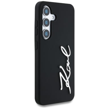 Étui Karl Lagerfeld Silicone Metal Signature pour Samsung Galaxy S25, noir