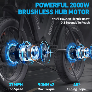 Vélo électrique à double moteur Ridstar Q20PRO-2000W 52V 40Ah