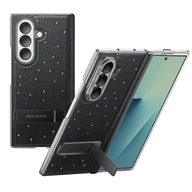 Dux Ducis Funda para Galaxy Z Fold 7 con Muleta Motivo Estrella y Vidrio Templado Negro