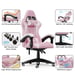 Silla gaming reclinable de cuero sintético con respaldo alto, reposacabezas y soporte lumbar - Rosa y blanco
