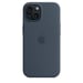 Coque en silicone avec MagSafe pour iPhone 15 Bleu orage